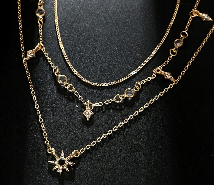 Naszyjnik choker boho złoty gwiezdny celebrytka