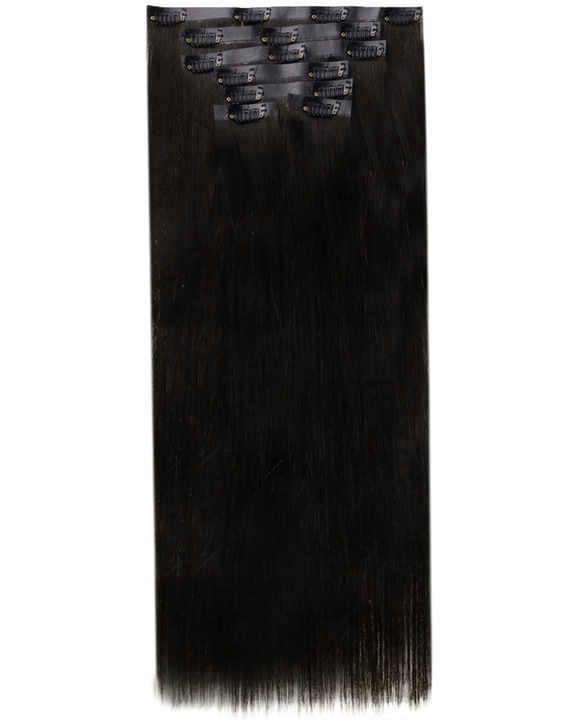 DOCZEPIANE WŁOSY Clip In Jak Naturalne Dopinki Proste Długie 6 Taśm 60 cm