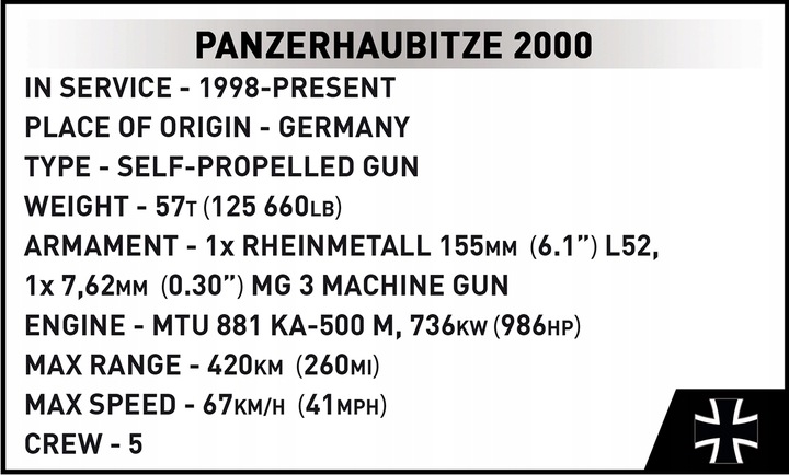 KLOCKI COBI 2628 Czołg PANZERHAUBITZE 2000 Niemiecka Samobieżna haubica