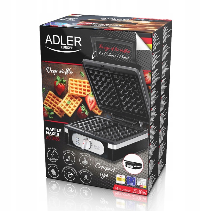 GOFROWNICA 2000W XXL 2 GOFRY XXL DUŻA MOC ADLER