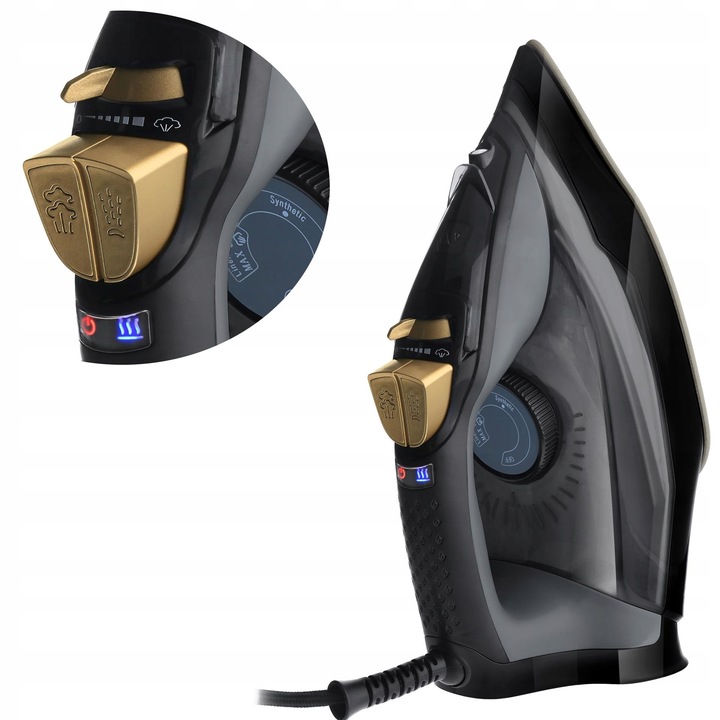 ŻELAZKO PAROWE 3000W STRAŻAK ANTI-CALC ANTI-DRIP PRASOWANIE W PIONIE MOCNE