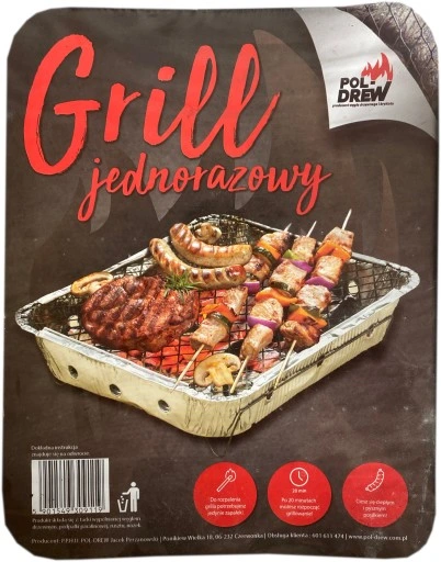 Grill węglowy Pol-Drew 30 x 20 cm