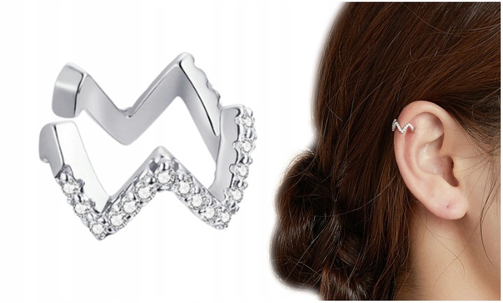 Kolczyk Nausznica Kolczyk Cyrkonie Nausznica Srebro 925