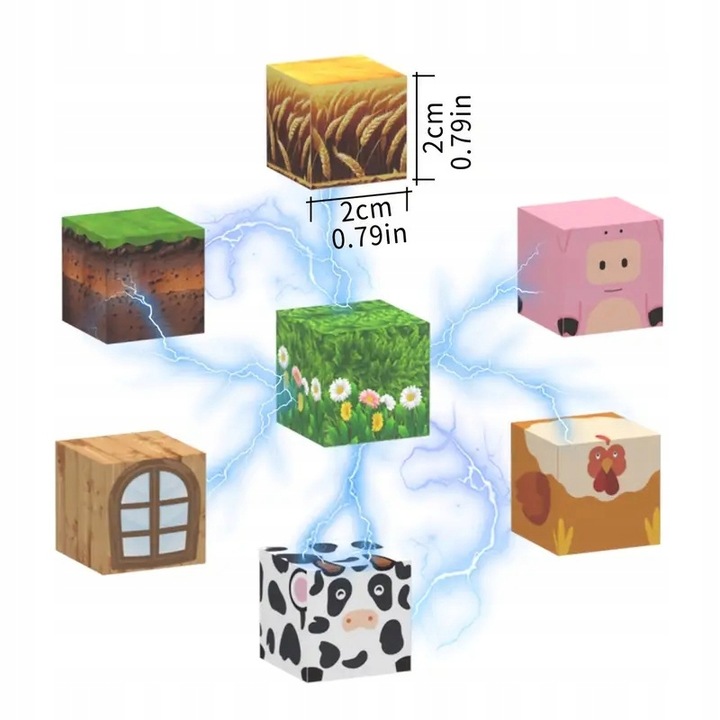 KLOCKI MAGNETYCZNE 3D STEM MINECRAFT FARMA 138 ELEMENTÓW BLOKI DRZEWA WODA