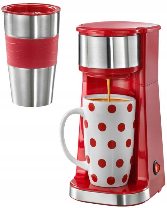 EKSPRES DO KAWY +2 KUBKI KAWIARKA PRZENOŚNY PRZELEWOWY TURYSTYCZNY CZERWONY