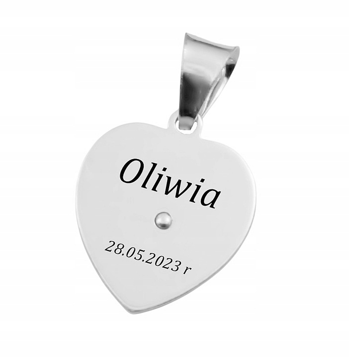 Łańcuszek Srebrny Damski Corda z Medalikiem Serduszko pr 925 Grawer Gratis