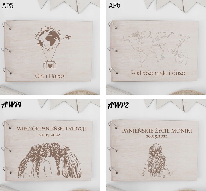 DREWNIANY ALBUM NA ZDJĘCIA PERSONALIZOWANY GRAWER