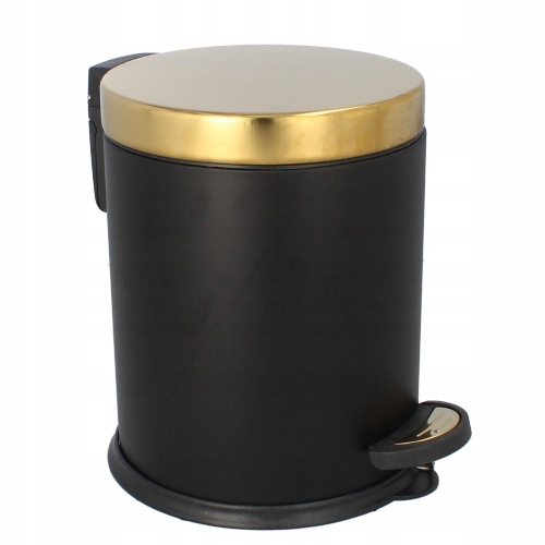 Kosz okrągły z pedałem łazienkowy okrągły wkładem Easyform czarno-złoty 3 l