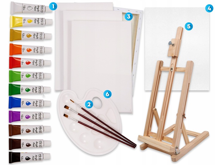 ZESTAW ARTYSTYCZNY DO MALOWANIA SZTALUGA PŁÓTNO DLA DZIECI PREZENT