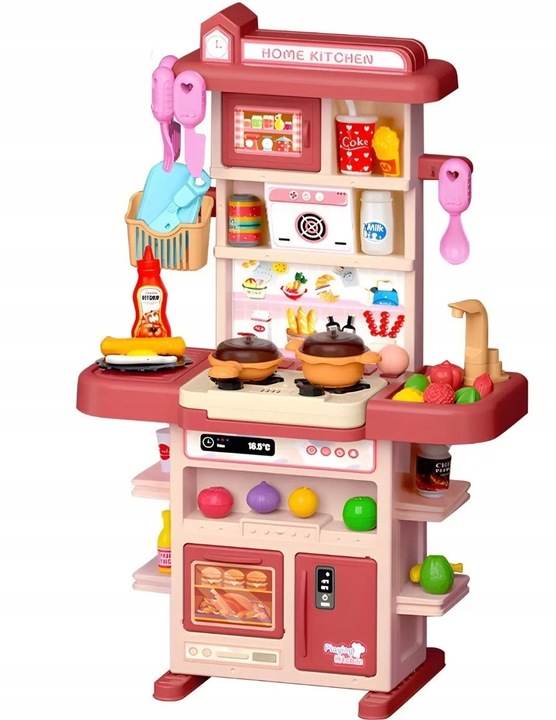 Kuchnia dla dzieci lodówka kran z wodą para różowa 64AR