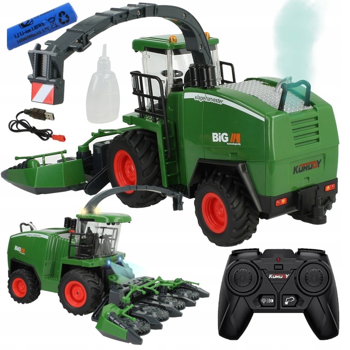 Zdalnie Sterowany Kombajn Ruchome Elementy Świeci DYM Prezent dla 5 6 Latka