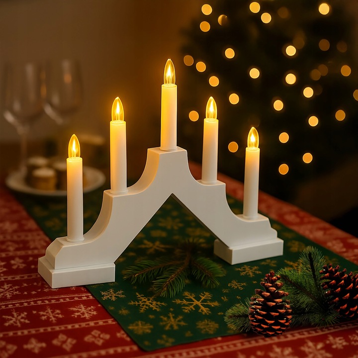 ŚWIECZNIK ADWENTOWY 5 LED ŚWIĄTECZNY LATARENKA Z TIMEREM NA BATERIE