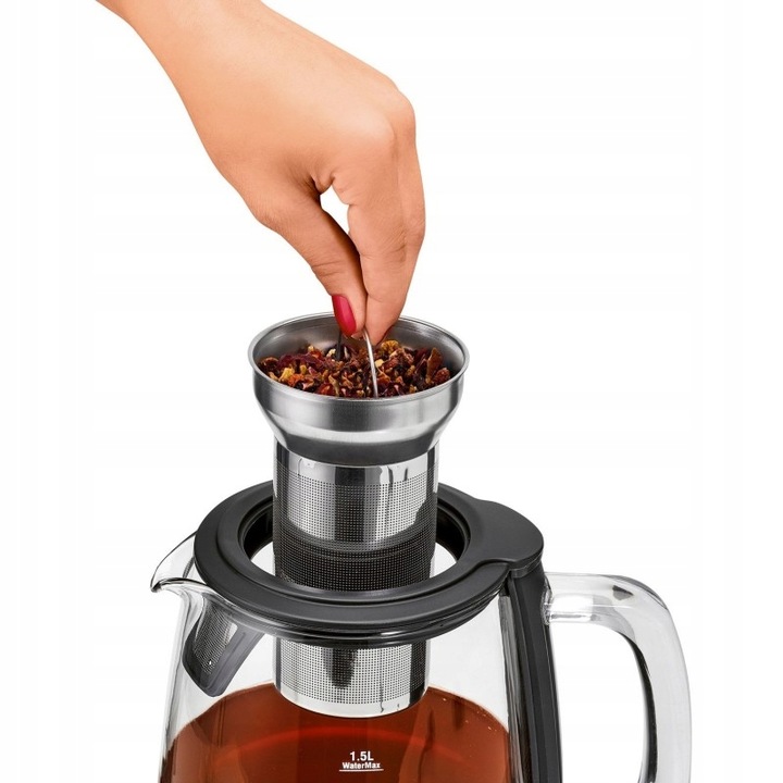 2w1 CZAJNIK ELEKTRYCZNY ZAPARZACZ SZKLANY WIFI 1,5L TIMER INOX NIEMIECKI