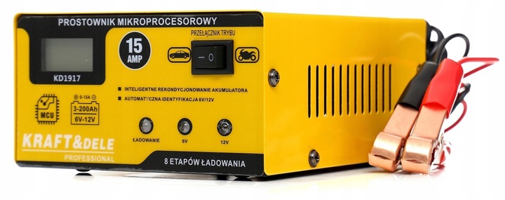 PROSTOWNIK DO AKUMULATORA AKUMULATORÓW 6/12V 15A AGM ŻEL SZYBKA ŁADOWARKA