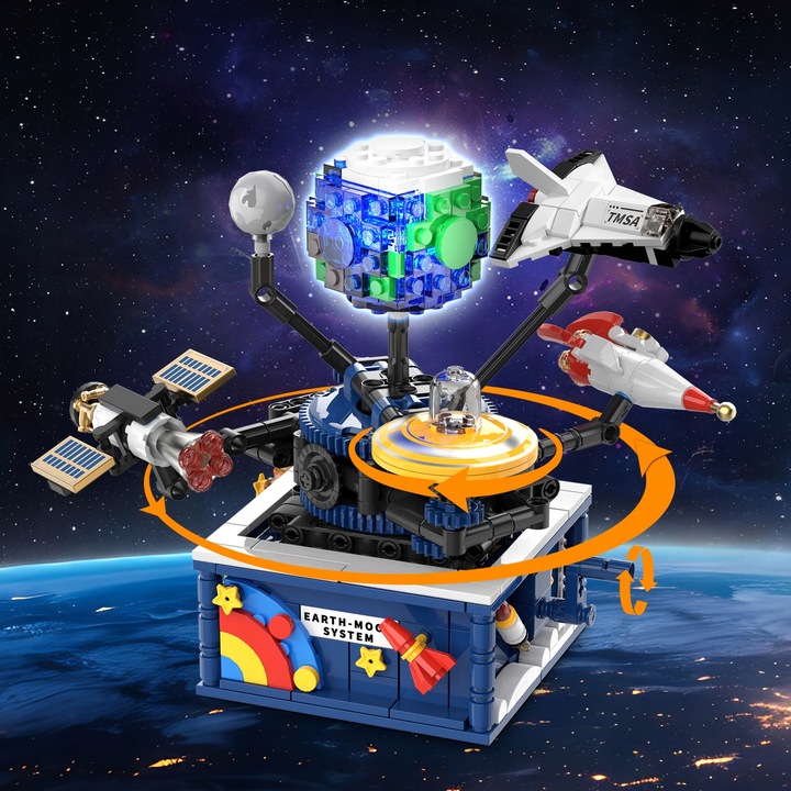 KLOCKI UKŁAD ZIEMIA PLANETA RUCHOMY KOSMOS RAKIETY SAMOLOT LED 554szt 6w1