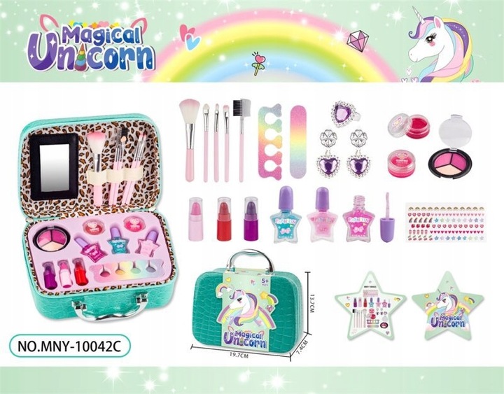 Kuferek do Makijażu dla Dzieci Zestaw Kosmetyków Bezpieczne Cienie Pomadki