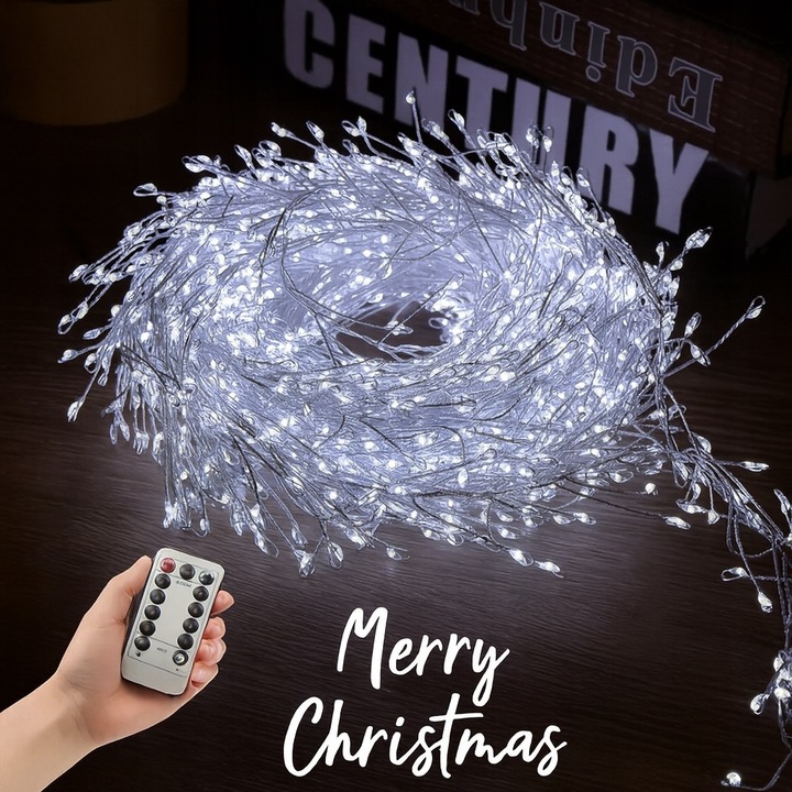 Girlanda LED 9m 300 diod Zimna biała lampki choinkowe IP44 8 funkcji