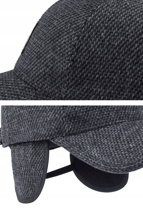 ZIMOWA CZAPKA Z DASZKIEM CHOWANE NAUSZNIKI CIEPŁA RĘKAWICZKI ZESTAW NA ZIMĘ