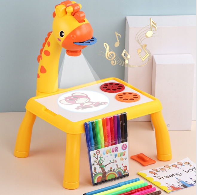 Projektor Rzutnik do Rysowania Slajdy Mazaki NÓŻKI ŻYRAFA MUZYKA DŹWIĘKI