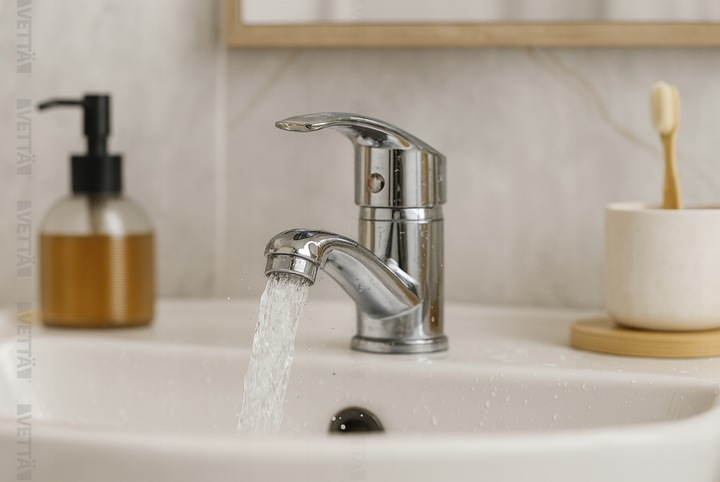 Bateria umywalkowa stojąca kran do umywalki zlewu chromowa niska VETTÄ