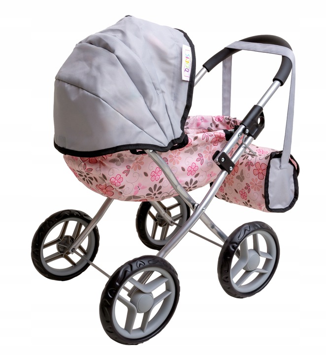 Wózek dla lalek GŁĘBOKI GONDOLA - SKŁADANY DASZEK - DUŻE KOŁA + TORBA Doris