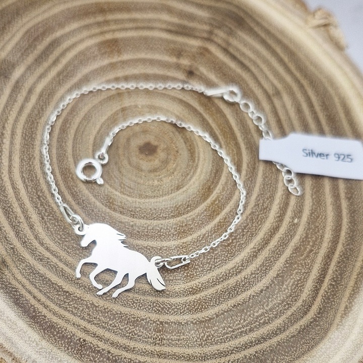 BRANSOLETKA SREBRNA DZIECIĘCA KONIK MUSTANG KOŃ SREBRO 925 + GRAWER