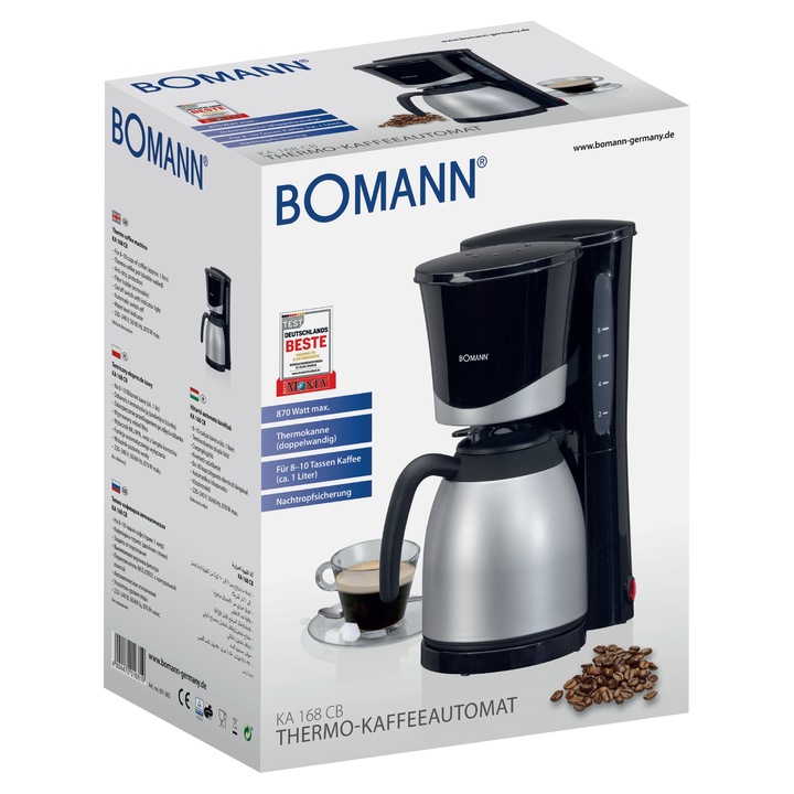 Ekspres przelewowy do kawy z termosem Bomann KA 168 CB (czarny)