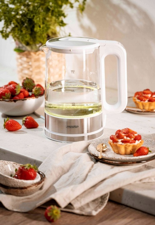 CZAJNIK ELEKTRYCZNY SZKLANY bezprzewodowy REGULACJA TEMPERATURY 1,7L BIAŁY