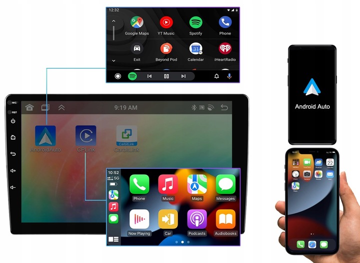 RADIO SAMOCHODOWE 2 DIN 4GB/64GB ANDROID AUTO CARPLAY ANDROID 13 RDSDSP 10"