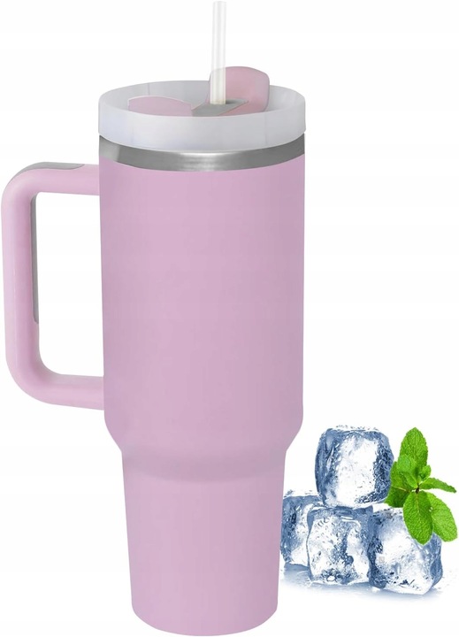 KUBEK TERMICZNY ZE SŁOMKĄ UCHWYTEM NA KAWĘ HERBATĘ SZCZELNY POJEMNY 1200ML