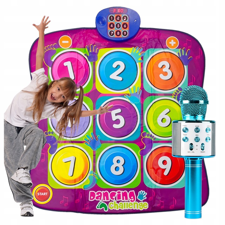 MATA MUZYCZNA do TAŃCZENIA TAŃCA + MIKROFON KARAOKE GŁOŚNIK BLUETOOTH 2W1