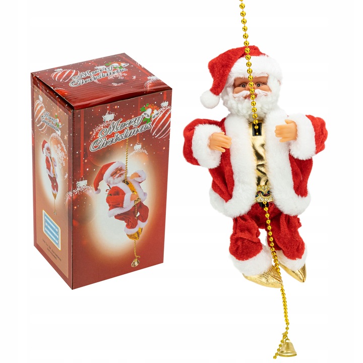 Święty Mikołaj wchodzący po drabinie 100 cm MUZYKA GRA