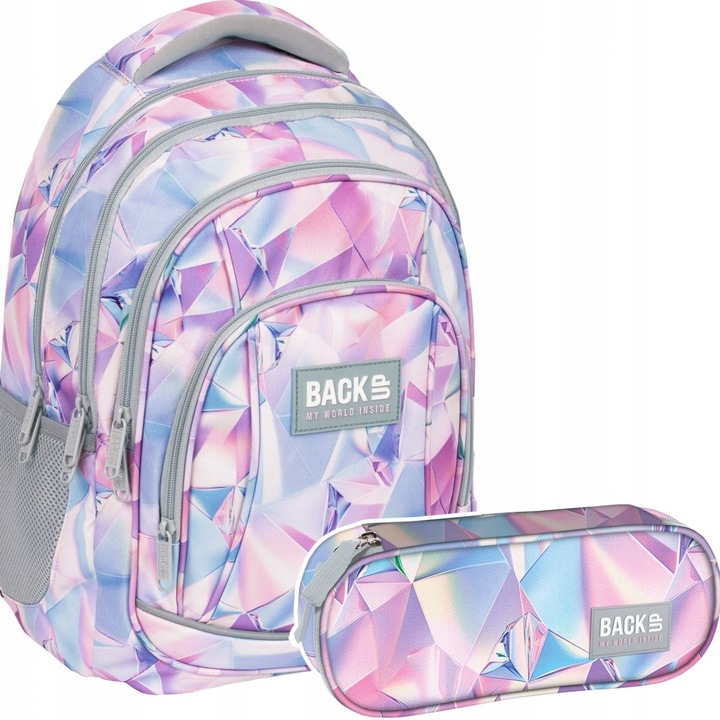 PLECAK SZKOLNY MŁODZIEŻOWY BACKUP 26L DLA DZIEWCZYNY REFLEKSY GEOMETRYCZNE