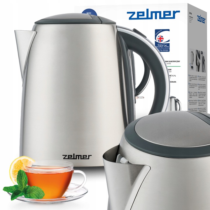 Czajnik elektryczny Zelmer ZCK7930 2200 W 1,7 l srebrny/szary