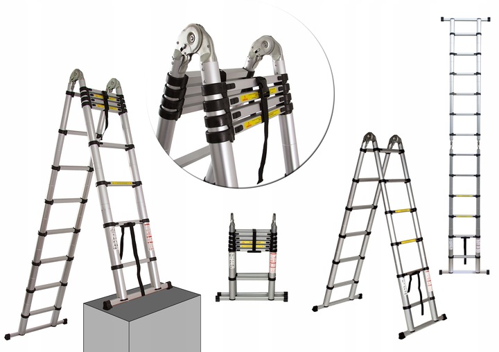 DRABINA TELESKOPOWA wys. rob. 4,6m / na schody HIT