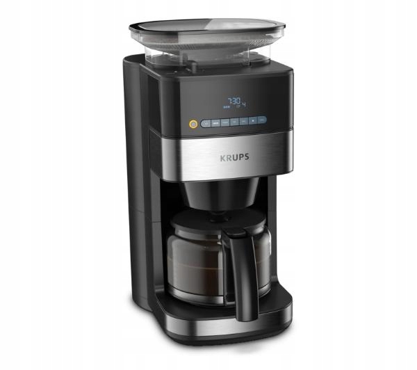 EKSPRES PRZELEWOWY 1,25L Duży Krups z wbudowanym młynkiem Żarnowym KM832810