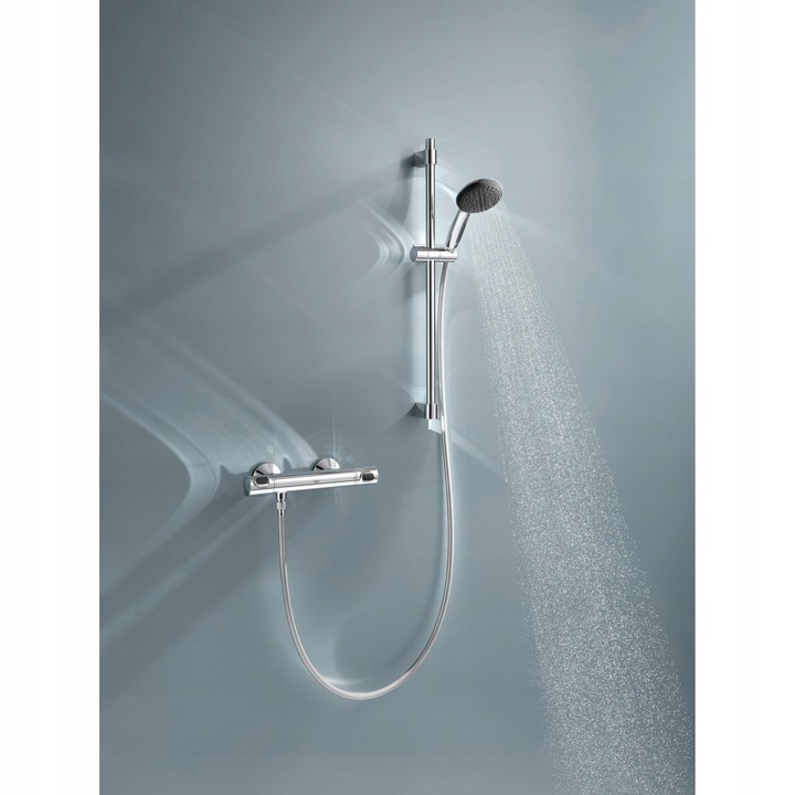 Zestaw prysznicowy GROHE Bateria Termostat Drążek Słuchawka Chrom 34800001