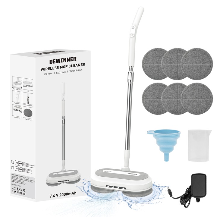 Akumulatorowy mop elektryczny 450ml Zestaw mopów obrotowych Myjka do okien