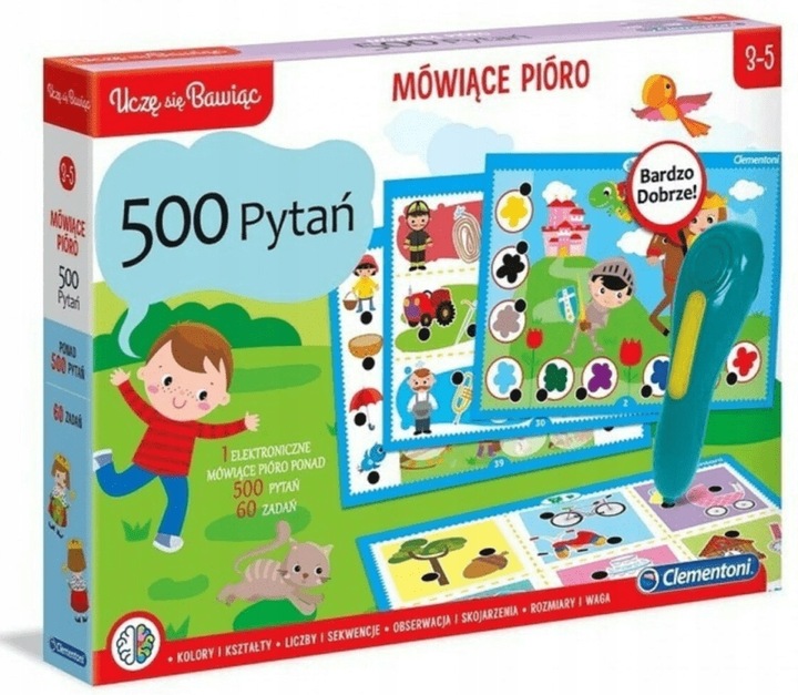 CLEMENTONI MÓWIĄCE PIÓRO 500 PYTAŃ DLA PRZEDSZKOLAKA 3-5 lat