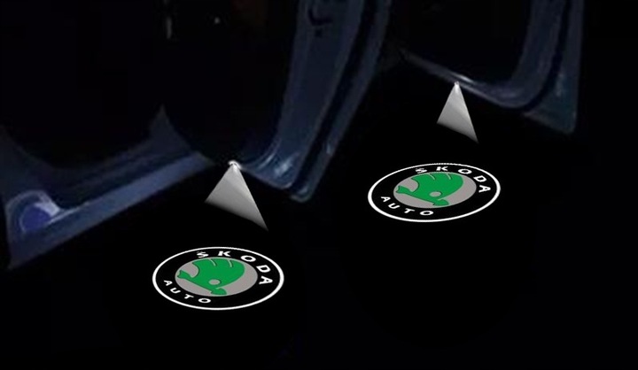 2x LED LOGO PROJEKTOR HD 3D DRZWI SKODA OCTAVIA I II
