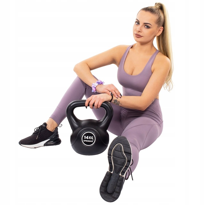 KETTLEBELL 14kg CIĘŻAR ĆWICZEŃ HANTLA CZARNY FITNESS HANTEL ODWAŻNIK ABS