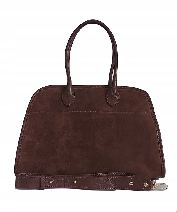 Duży włoski kufer Vera Pelle skórzana pojemna torba A4 Brąz