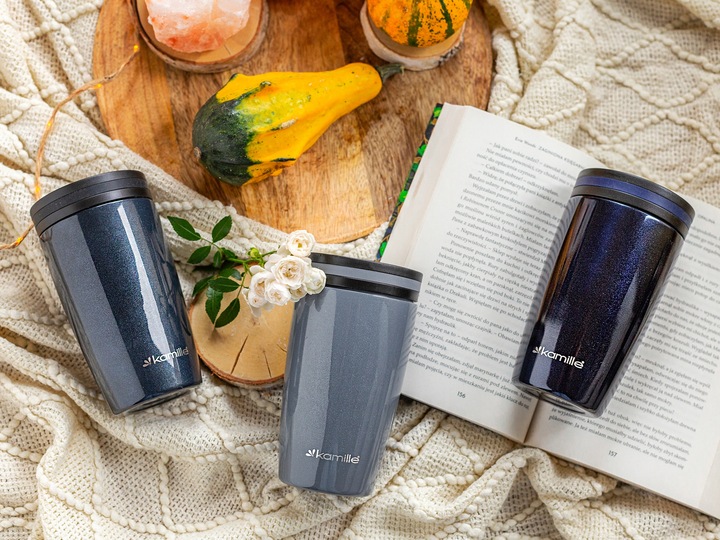 KUBEK TERMICZNY TERMOS BUTELKA BIDON NA KAWĘ HERBATĘ SZCZELNY 320ml KAMILLE