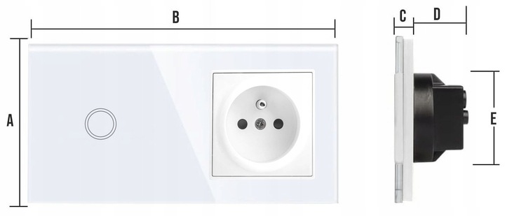 GNIAZDO GNIAZDKO SZKLANE Z BOLCEM Z WŁĄCZNIKIEM POJEDYNCZYM BIAŁE PANEL