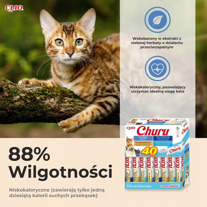 Inaba Cat Churu 40x14g (560g) Kremowy Przysmak Dla Kota Mix Z Tuńczykiem