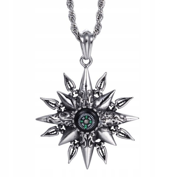 SREBRNA ZAWIESZKA KOMPAS + ŁAŃCUSZEK