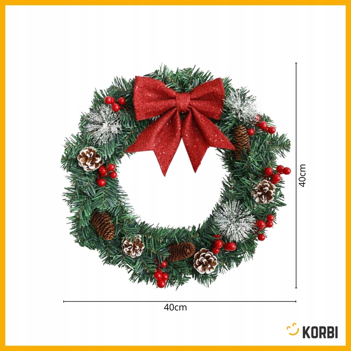 WIENIEC ŚWIĄTECZNY STROIK NA DRZWI DEKORACJA WIANEK OZDOBA ŚWIĘTA WZ2 40CM