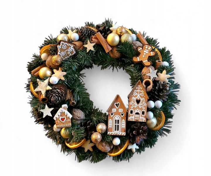 Wianek świąteczny stroik na stół drzwi Wieniec 27cm DOMEK Z PIERNIKA