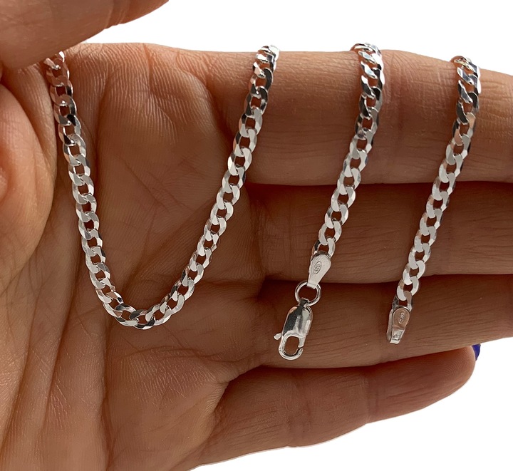 SREBRNY MĘSKI ŁAŃCUSZEK PANCERKA 035/55cm SREBRO 925 pełne DIAMENTOWANE