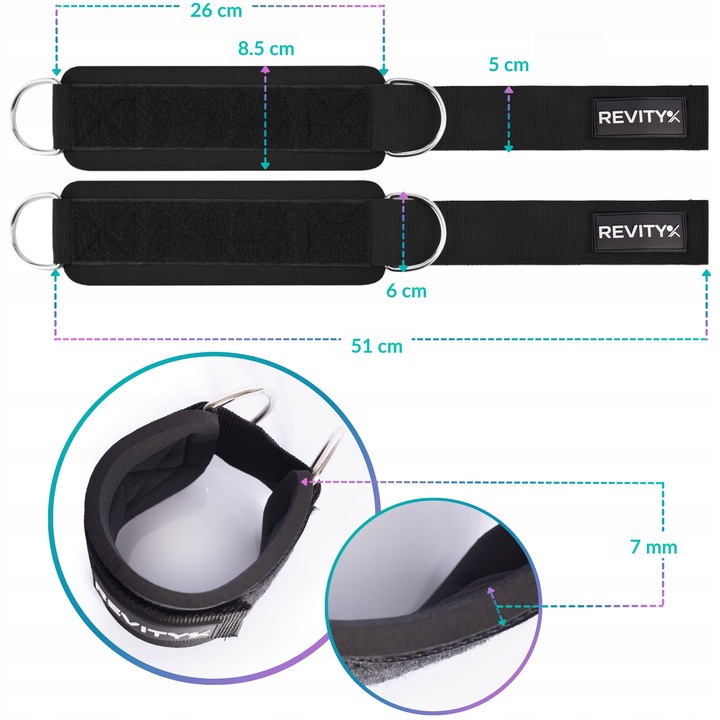 UCHWYTY OPASKI NA KOSTKI DO WYCIĄGU DO TRENINGU NÓG I POŚLADKÓW 2 SZT.